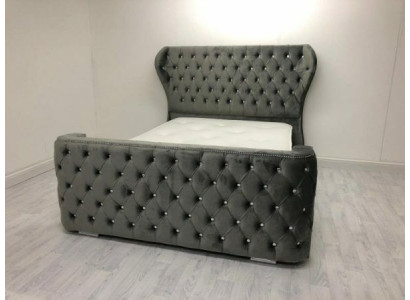 Gray Chesterfield Bed Designer Bedroom Furniture English Upholstery Bed
