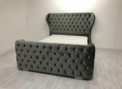 Gray Chesterfield Bed Designer Bedroom Furniture English Upholstery Bed