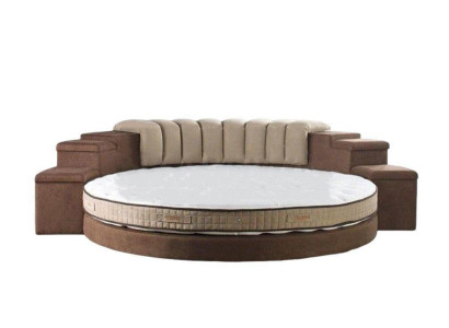 Round Bed Modern Design Luxury Upholstery Round Beds Textile Fabric
