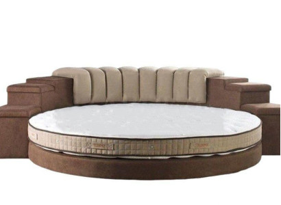 Round Bed Modern Design Luxury Upholstery Round Beds Textile Fabric