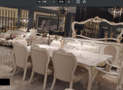 Dining room Dining table Chair Sideboard Mirror Table Group Wood Luxury Set 11 pieces.