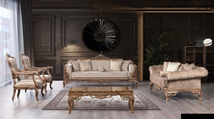 Sofa set 3+3+1+1 Seat Coffee table Chesterfield Sofa Armchair luxury set 5 pieces