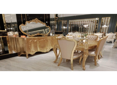 Luxury suite set 9 pieces. Dining room Dining table Chair Chest of drawers Mirror Dining Table new