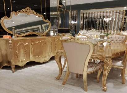 Luxury suite set 9 pieces. Dining room Dining table Chair Chest of drawers Mirror Dining Table new