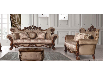 Suite Sofa set 3+3 Seater Sofas Sofa Luxury Style Fabric Living room Baroque