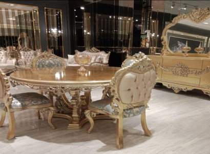 Luxury Suite Set Dining room Dining table Chair Chest of drawers Mirror Chairs Table 7pcs.