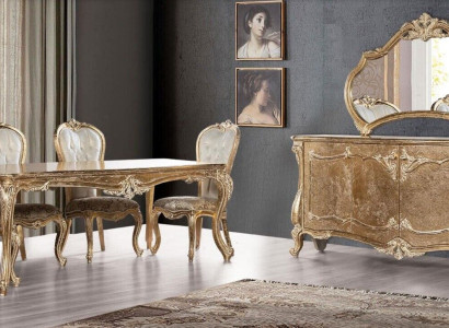 Dining room Dining table Chair Group Suite Set Wood Table Chest of drawers Mirror Set 7pcs