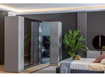 Corner Cabinet Wardrobe Wardrobe Luxury Wood Design Furniture Bedroom Grey