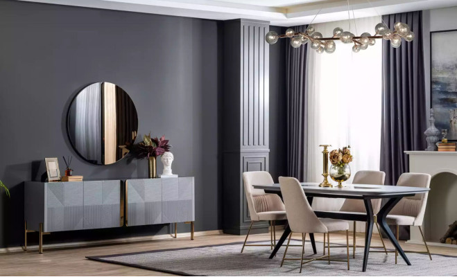 Dining room Wood Dining set Set Group Table 4x Chairs Dining set Design 7 pieces