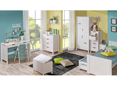 Wardrobe Wardrobe Wood Pine White Clothes cabinets Shelf Multipurpose