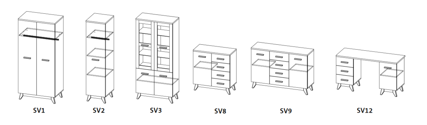 Living room Set Side table TV Chest of drawers Table Chests of drawers Wall