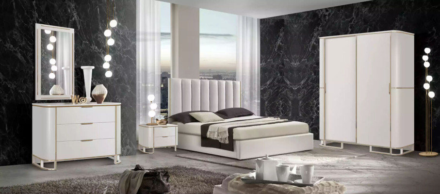 Bed 2x Bedside tables Chest of drawers 6tlg.Bedroom Set Design Luxury new