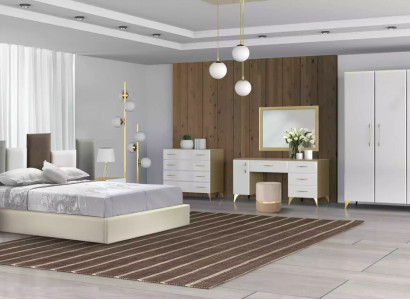 Bedroom Set Bed 2x Bedside table Chest of drawers 7-piece design luxury