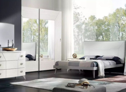 Bedroom Set Bed 2x Bedside tables Chest of drawers 6 pcs. Design luxury