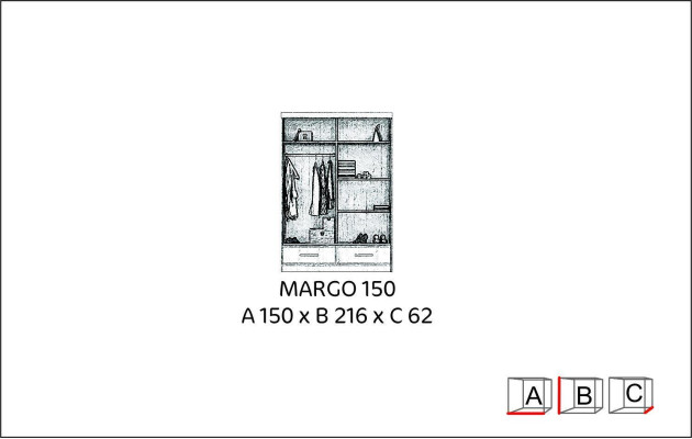 Bedroom Wardrobe 2 door Wood wall cabinet Clothes cupboards 150cm new