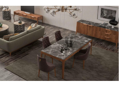 Modern Dining room furniture Natural Walnut Fantastic Brown Marble