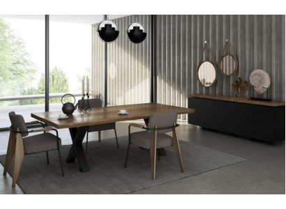 Dining room furniture set Dining table Chairs Sideboard natural walnut - matt anthracite