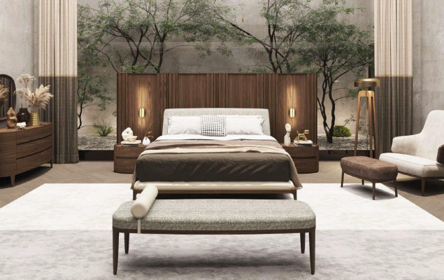 Brown Bedroom Suite bed frame 2x Bedside tables Double bed 3pcs
