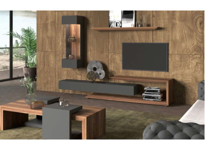 Wall cabinet wall panel side cabinet natural walnut - matt anthracite