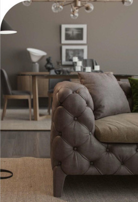 Chesterfield Four Seater Taupe Modern Couch Living room furniture Modern new