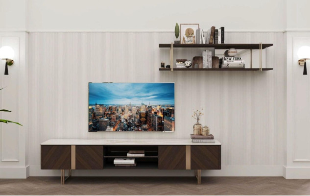 Modern Wall unit Living room Shelf Wardrobe Wall units TV stands Brown