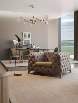 Chesterfield Taupe Armchair Chesterfield Armchair Upholstered Armchair Living room