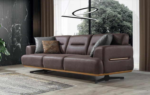 Sofa 3 Seater + Armchair Living room Sofa Armchair Leather Furniture Luxury Set