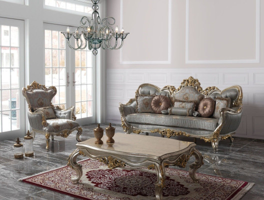 Upholstered Sofa Suite Sofa set Three Seater Armchair Fabric Sofa Blue sofas