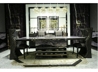 Black Dining room Set Suite Dining set Dining table 232x112cm + 6x armchairs