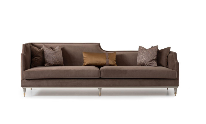 Complete e couch set four-seater 4 seat fabric sofa armchair brown 3-piece