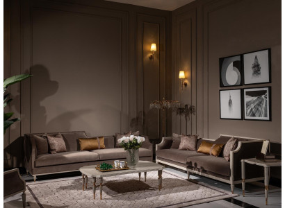 Sofa set four seater 4 seat coffee table fabric sofa upholstered sofa brown