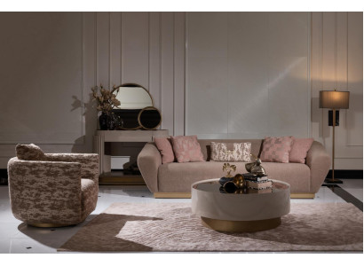Sofa set Sofa 3 Seater Armchair Coffee table Chest of drawers Beige Fabric 5pcs