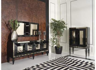 Complete e Sideboard Mirror Bar Cabinet Black Wood Sideboard Wardrobe