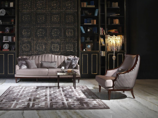 Sofa set four seater armchair side table fabric sofa gray upholstery