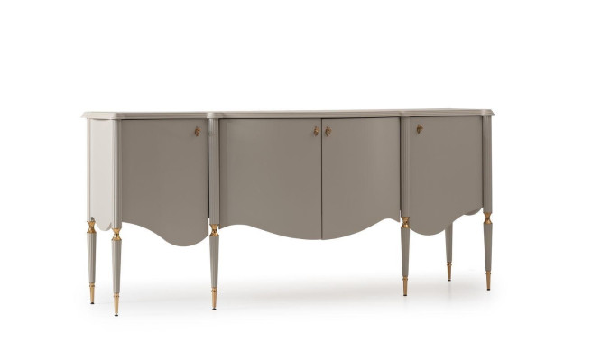 Living room Suite 4-piece Armchair Side table Sideboard Mirror Beige