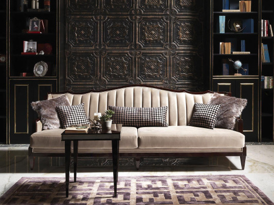 Four Seater Sofa 4 Seater Side table Complete e Gray Wood Fabric Sofa