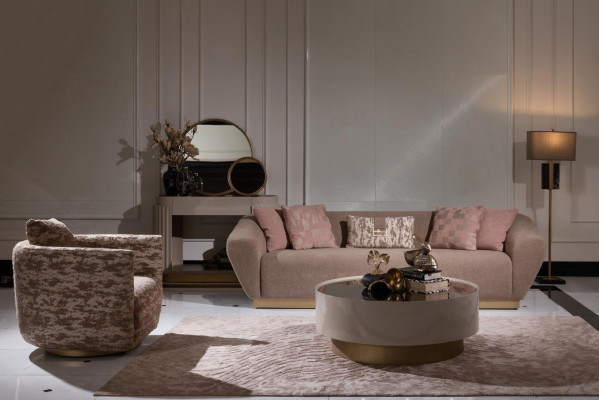 Fabric Sofa Suite Sofa 3 Seater Armchair Coffee table Beige Fabric 3pcs
