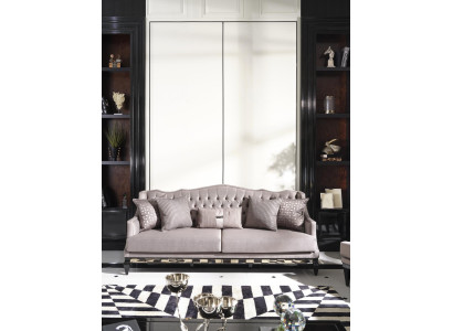 Chesterfield Sofa 3 Seater Fabric Sofa Gray Three Seater Upholstered Sofa Fabric