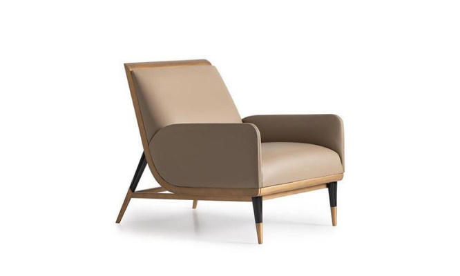 Armchair Single Seater Luxury Club Chair Beige Imitation leather Living room