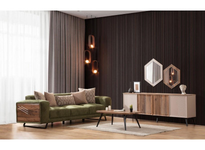 Modern Green Upholstered Sofa Living room Designer Sideboard Luxury Sideboard