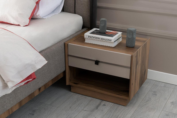 Gray Bedroom Suite Double bed 2x Bedside tables Wood Dressing table