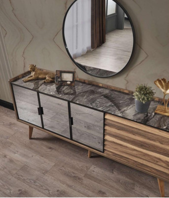 Complete e Braune Dining room Suite Dining table 4x Chairs Sideboard 7 pieces