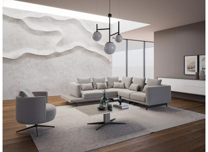 Upholstered furniture Luxury Corner sofa L-shape Living room Gray Sofa Couch Coffee table