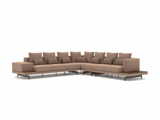 Designer Living room Set 3pcs Upholstered furniture Corner sofa L-shape Wood Coffee table new