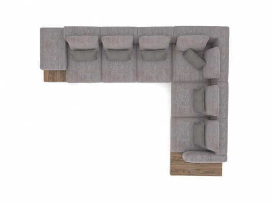 Luxury Gray Upholstered Sofa L-shape Wood Coffee table with Side table Living room