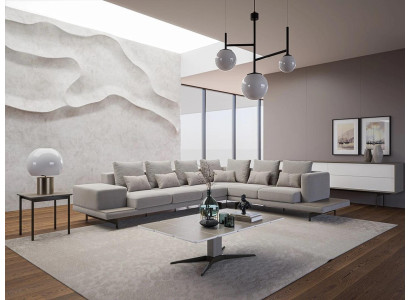 Upholstered furniture Gray Sofa Couch L-shape Design Corner sofa new Living room Coffee table