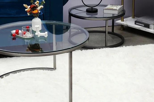 Coffee tables 2 parts Glass table top Metal gold-colored Living room furniture