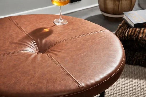 Coffee table brown leather metal living room high quality furniture new stylish modern