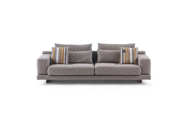 3-Seater Modern Style Designer Living Room Fabric Sofa with Cushion Back Cushion