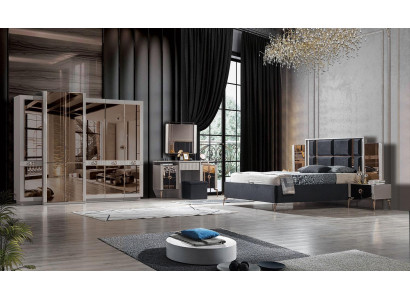 Modern Bedroom Set Bed 2x Nightstand Wardrobe Dressing table